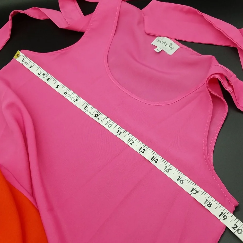Mud Pie Medium Pink and Orange Shoulder Tie Swimsuit Cover Up Dress - Picture 9 of 9